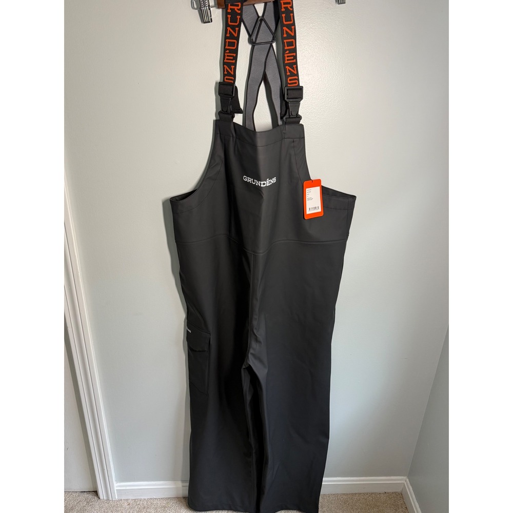 Grundens Neptune Bib 10075-001 Waterproof Fishing Pants Black Mens Large NWT